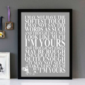 "I'm Yours" - The Script - Framed Lyrics Wall Art Design