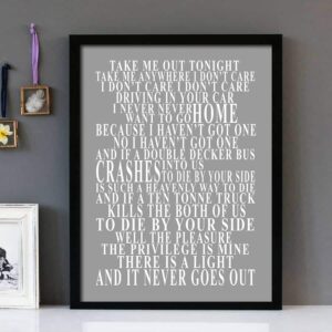 "There Is A Light That Never Goes Out" - The Smiths - Framed Lyrics Wall Art Design