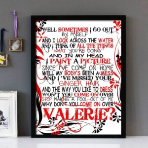 "Valerie"- The Zutons- Framed Lyrics Wall Art Design