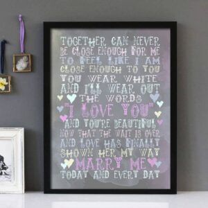 "Marry Me"- Train - Framed Lyrics Wall Art Design