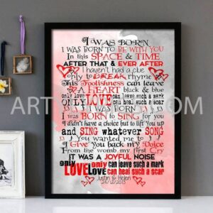 "Magnificent" -U2- Framed Lyrics Wall Art Design