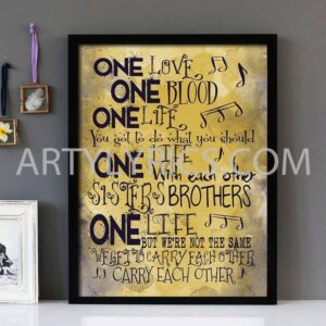 "One" -U2- Framed Lyrics Wall Art Design V2