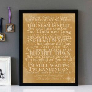 "Red Hill Mining Town" - U2 - Framed Lyrics Wall Art Design