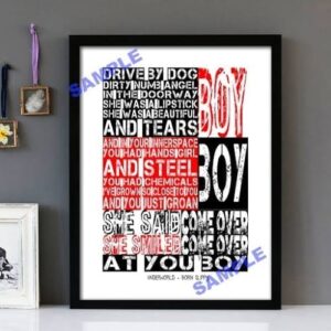 "Born Slippy" Underworld- Framed Lyrics Wall Art Design