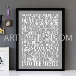 "Into The Mystic" -Van Morrison- Framed Lyrics Wall Art Design