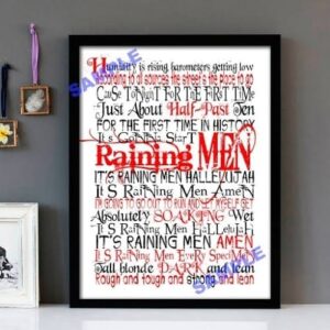 "Raining Men" Weather Girls - Framed Lyrics Wall Art Design