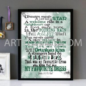 "My Favourite Dress" - The Wedding Present - Framed Lyrics Wall Art Design