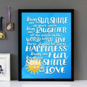 "Bring Me Sunshine" - Willie Nelson - Framed Lyrics Wall Art Design