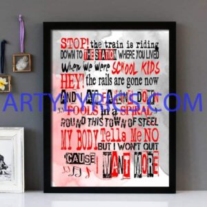"My Body" Young The Giant - Framed Lyrics Wall Art Design