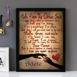 "Hello" - Adele - Framed Lyrics Wall Art Design