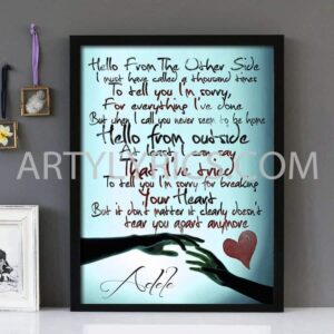 "Hello" Version 2 - Adele - Framed Lyrics Wall Art Design