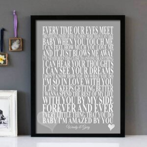 "Amazed"- Lonestar - Framed Lyrics Wall Art Design
