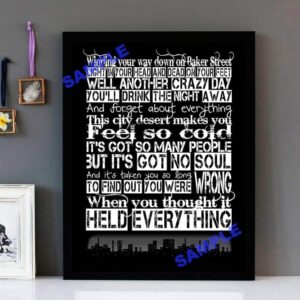 "Baker Street" Gerry Rafferty  - Framed Lyrics Wall Art Design