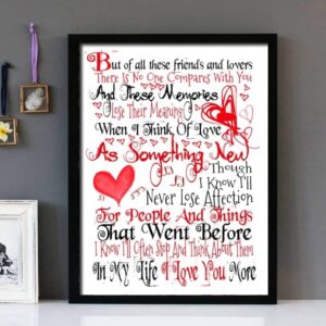 "In My Life" Beatles - Framed Lyrics Wall Art Design - Red Version