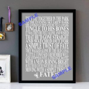 "Simple Twist Of Fate" Bob Dylan - Framed Lyrics Wall Art Design