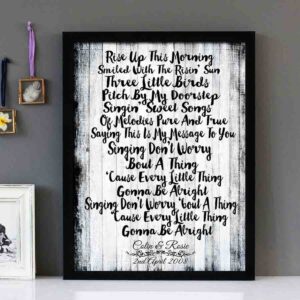 "Three Little Birds" - Bob Marley  - Framed Lyrics Wall Art Design