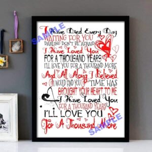 "A Thousand Years" Christina Perri - Framed Lyrics Wall Art Design