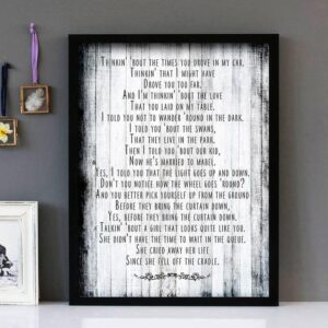 "Badge" - Cream - Framed Lyrics Wall Art Design