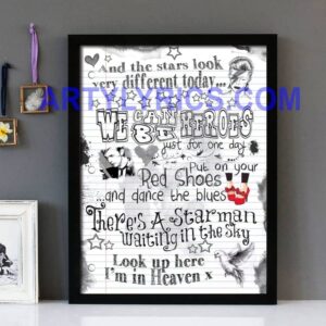 David Bowie Lyrics Snippets - Framed Lyrics Wall Art Design
