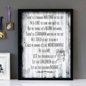 "Starman" - David Bowie - Framed Lyrics Wall Art Design Version 2