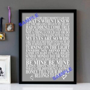 "Be Mine" David Gray - Framed Lyrics Wall Art Design