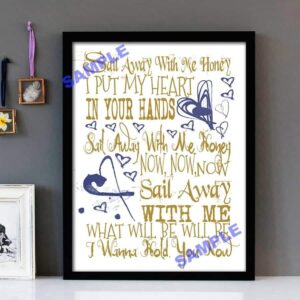 "Sail Away" David Gray - Framed Lyrics Wall Art Design