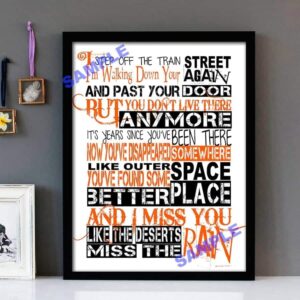 "Missing (Version 3)" Everything But The Girl - Framed Lyrics Wall Art Design