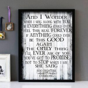 "Everlong" - Foo Fighters - Framed Lyrics Wall Art Design