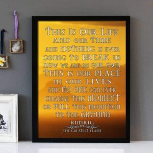 "The Greatest Flame" - Runrig (Version 4, Sunset Edition) - Framed Lyrics Wall Art Design
