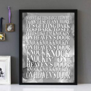 "Knocking On Heavens Door"- Guns N Roses  - Framed Lyrics Wall Art Design