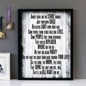"Northern Skies" - I Am Kloot - Framed Lyrics Wall Art Design