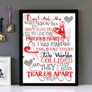 "Never Tear Us Apart" - Inxs - Framed Lyrics Wall Art Design