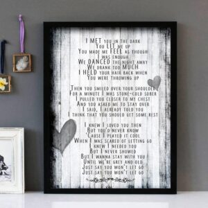 "Say You Wont Let Go" - James Arthur - Framed Lyrics Wall Art Design Version 3