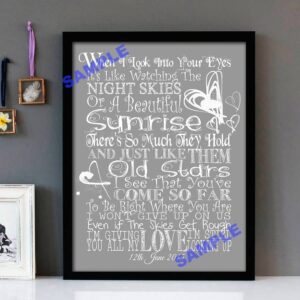 "I Won't Give Up" Jason Mraz - Framed Lyrics Wall Art Design