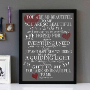 "You Are So Beautiful" - Joe Cocker - Framed Lyrics Wall Art Design