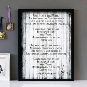 "Take Me Home" - John Denver - Framed Lyrics Wall Art Design
