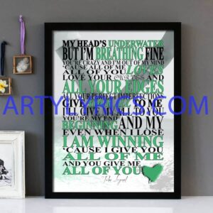 "All Of Me" John Legend - Framed Lyrics Wall Art Design