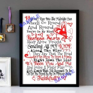 "Faithfully" Journey - Framed Lyrics Wall Art Design