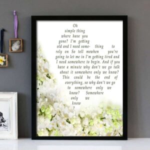 "Somewhere Only We Know"- Keane - Framed Lyrics Wall Art Design