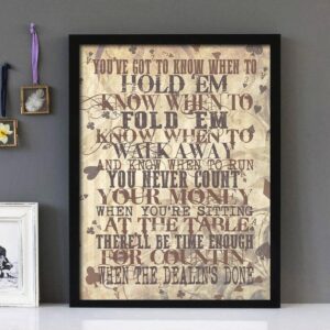 "The Gambler"- Kenny Rogers - Framed Lyrics Wall Art Design