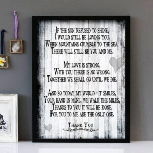 "Thank You" - Led Zeppelin - Framed Lyrics Wall Art Design