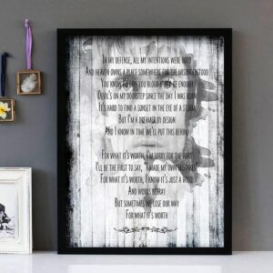 "For What It's Worth" - Liam Gallagher- Framed Lyrics Wall Art Design