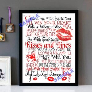 "Toothpaste Kisses" The Maccabees - Framed Lyrics Wall Art Design