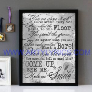 "Make Me Smile (Come Up And See Me)" - Steve Harley And Cockney Rebel - Framed Lyrics Wall Art Design