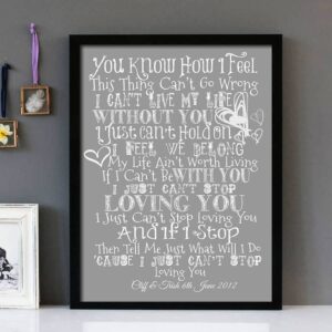 "Can't Stop Loving You"- Michael Jackson - Framed Lyrics Wall Art Design