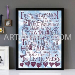"Living Years" -Mike And The Mechanics- Framed Lyrics Wall Art Design