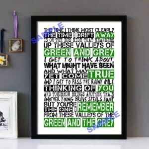 "Green And Grey" New Model Army - Framed Lyrics Wall Art Design