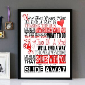 "Slide Away" -Oasis- Framed Lyrics Wall Art Design V2