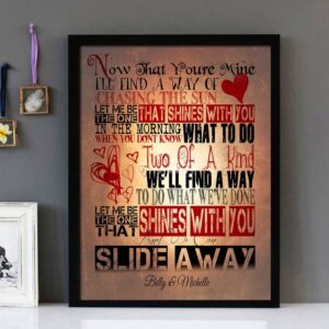 "Slide Away" -Oasis- Framed Lyrics Wall Art Design V4