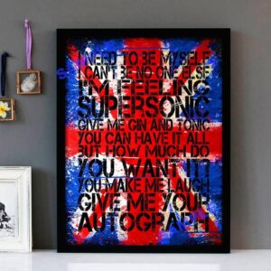 "Supersonic" (Version 2) Oasis - Framed Lyrics Wall Art Design